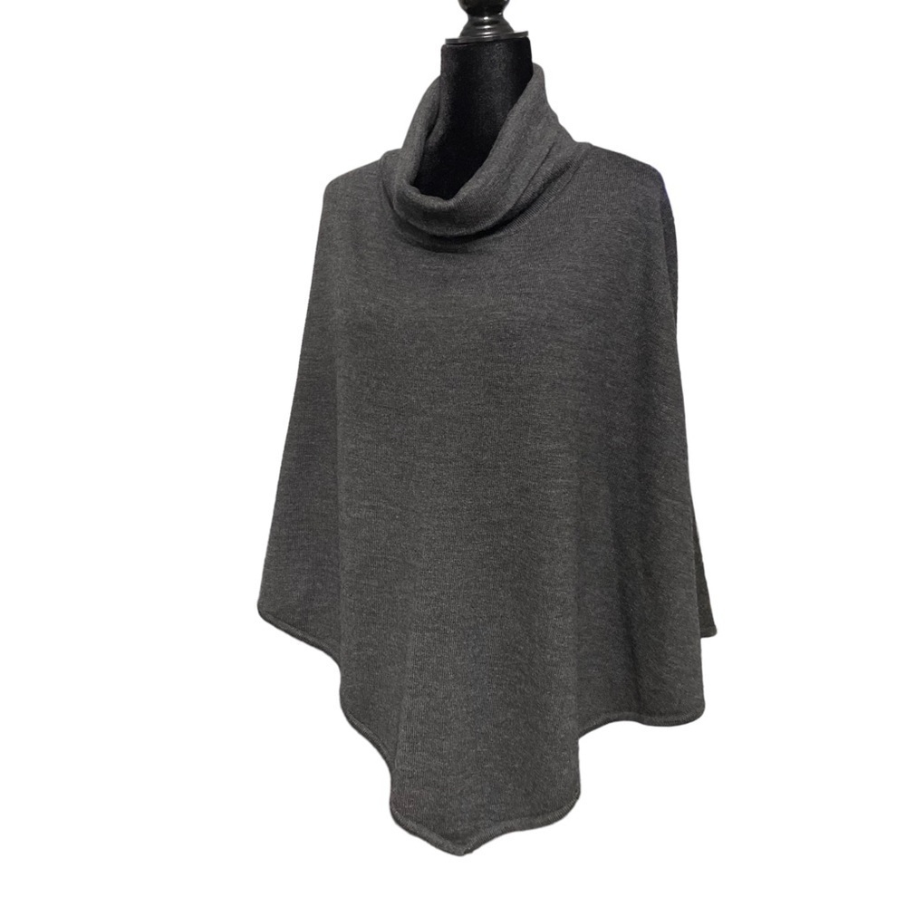 ORVIS Womens One Size Charcoal Gray 100% Merino Wool Poncho